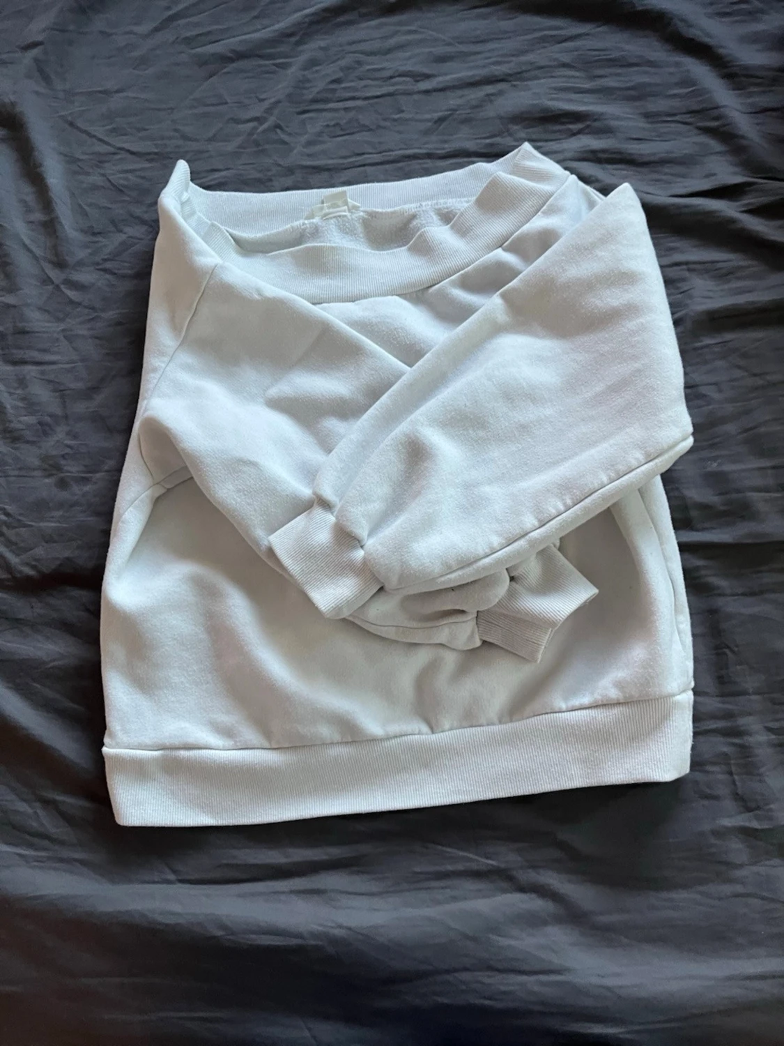 Vit sweatshirt med bred krage - 3