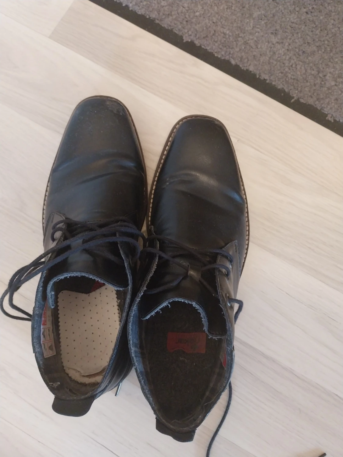 Svarta läderloafers med snörning Rieker - 3