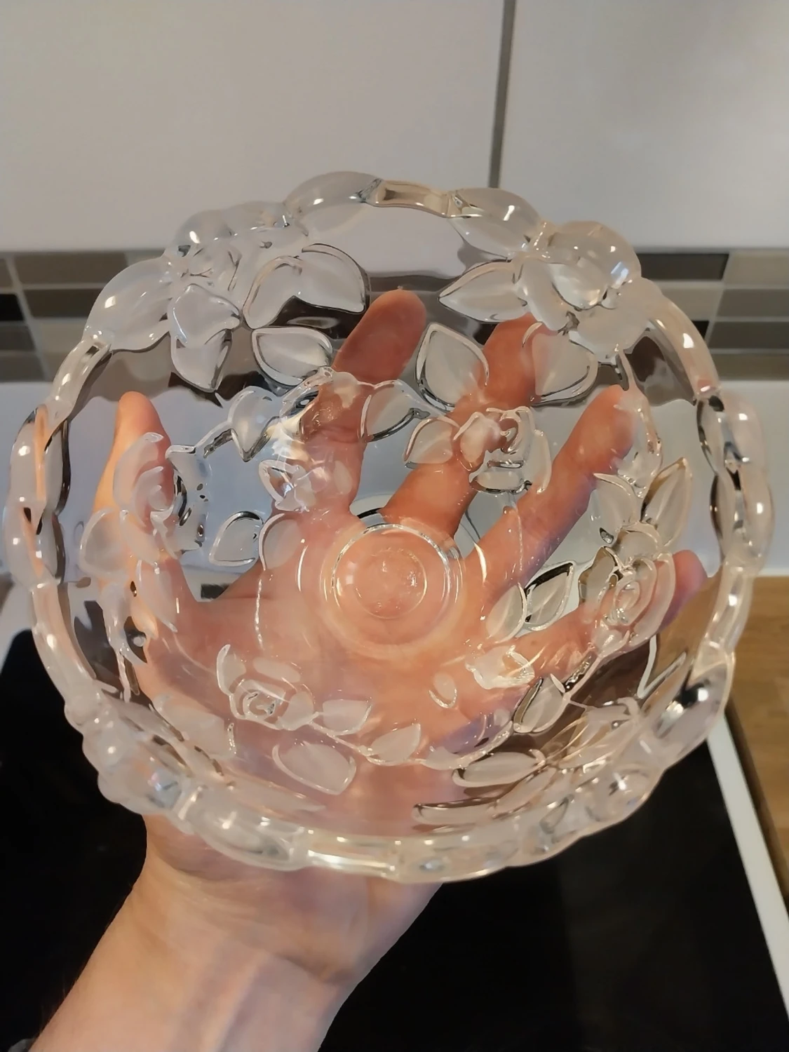 Glas-skål med blommönster - 1