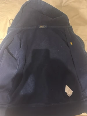 Polo hoodie - Bra skick polo tröja marin blå skön varm zip up