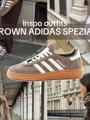 Adidas Spezial bruna sneakers - Bruna Adidas Spezial sneakers med klassiska vita ränder och vit logga på sidan. Ovandelen är i mocka och sulan är i gummi med retrovibbar. Skorna har vita skosnören och låg profil, perfekt för en stilren streetlook. Helt oanvänd kommer i den originals förpackningen säljer pga köpte fel storlek och har passerat retur datumet