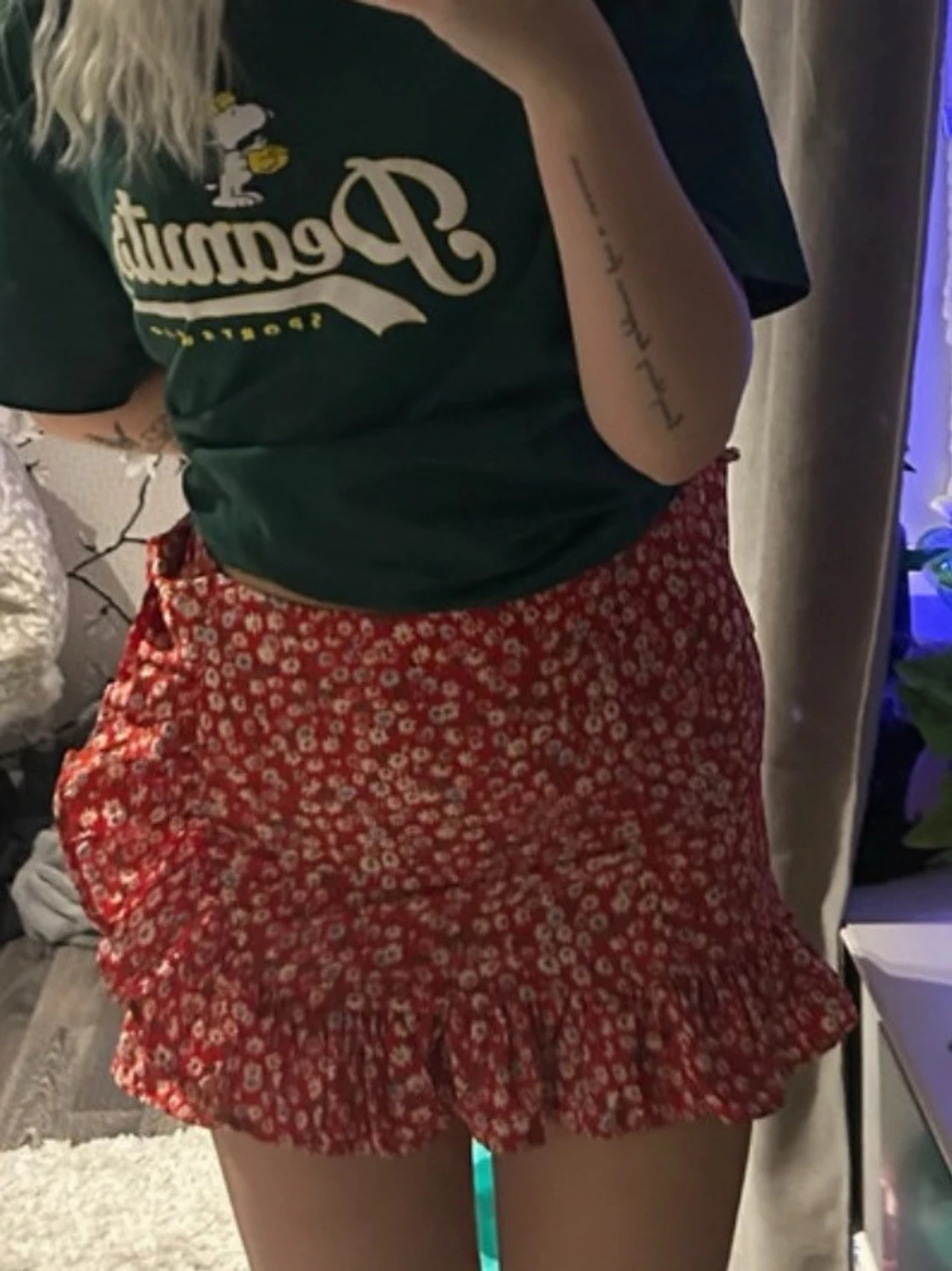 Röd blommig kjol - 2