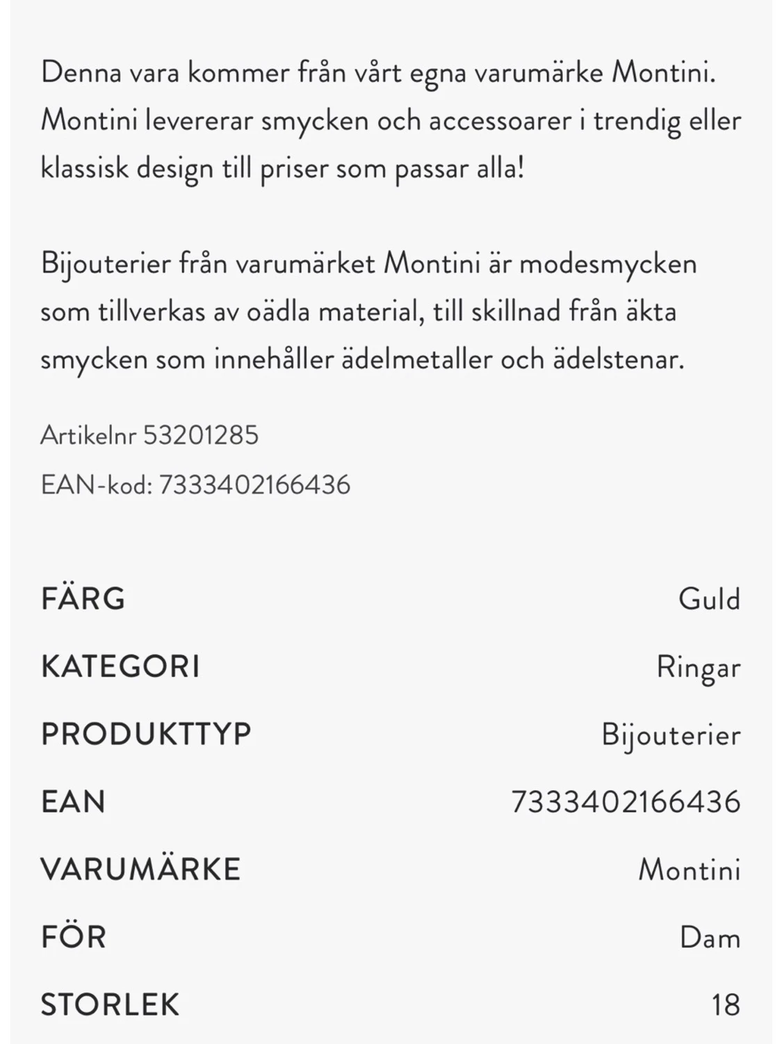 Guldfärgade ringar från Montini - 1