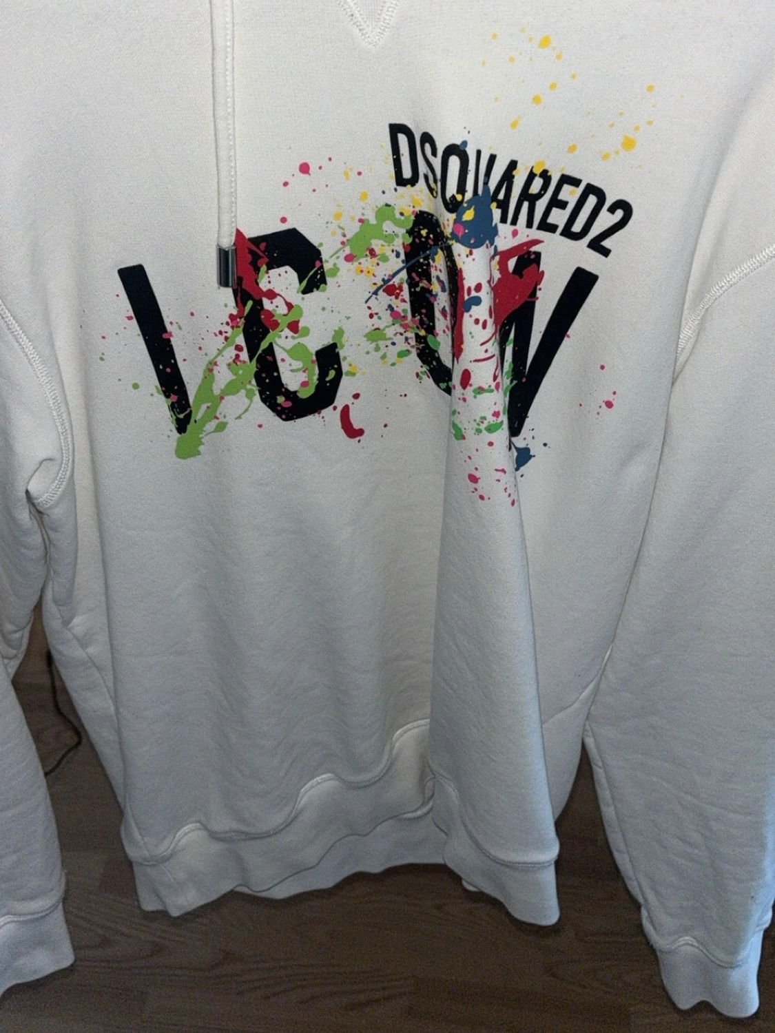 Vit hoodie Dsquared2 ICON färgstänk - 3