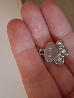 Halsband med tassberlock och text - Sött halsband i silverfärg med en tassformad berlock där det står 'BEST'. Berlocken har tre små pärlliknande stenar som detaljer. Perfekt accessoar för dig som gillar djurmotiv och vill ha något personligt.