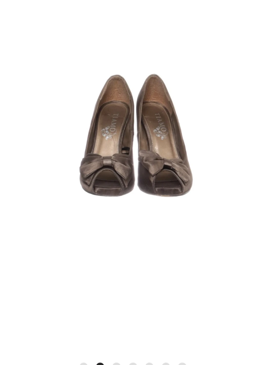 Bruna satin-pumps med rosett - 1