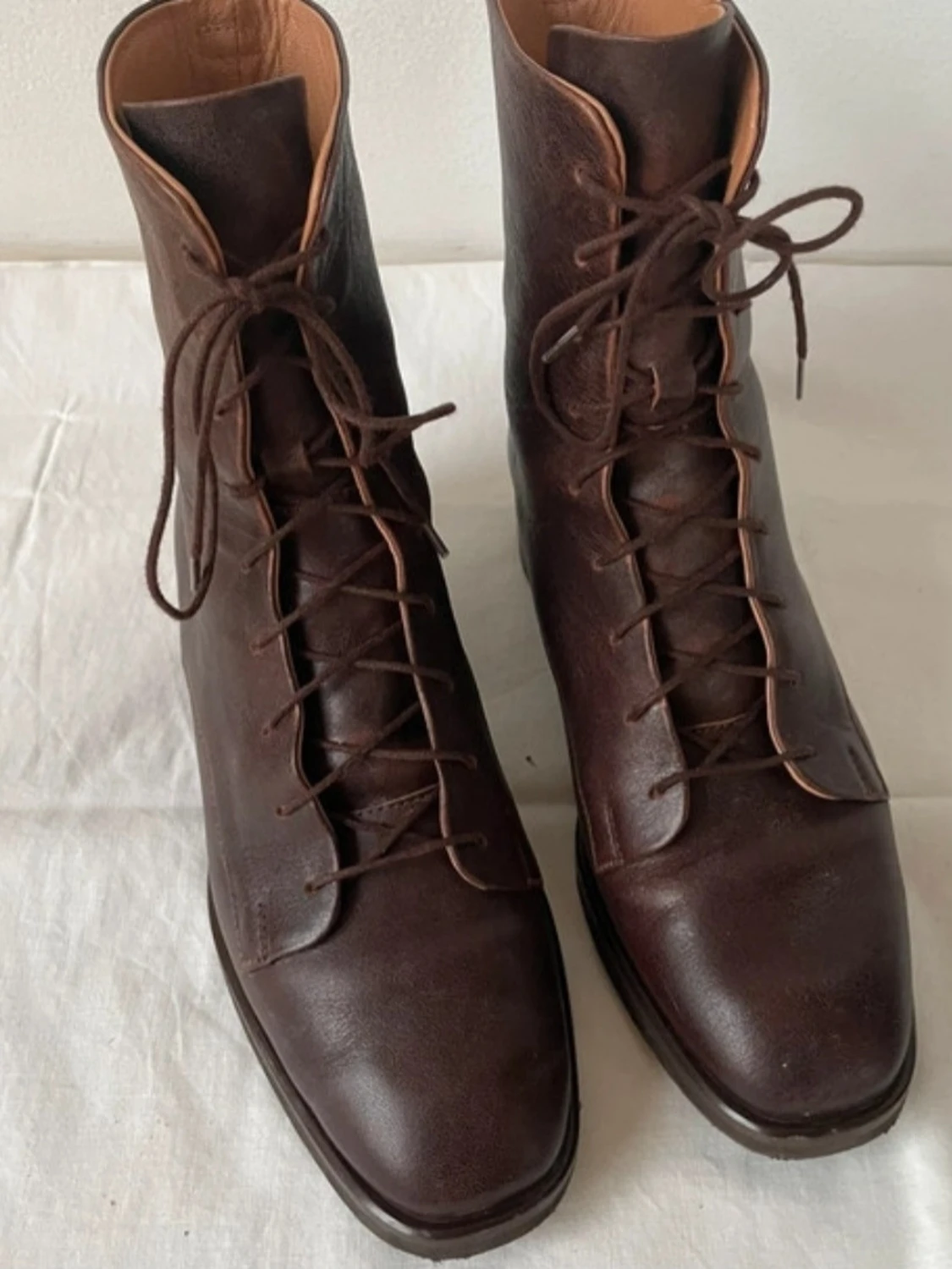 Bruna snörade läderstövletter - 2