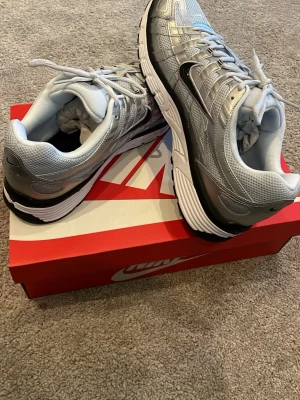 Nike P6000 - Snygga Nike P6000 sneakers i silver och vitt med svarta detaljer. Skorna har en sportig design med mesh och syntetmaterial, samt tydlig P6000-sula för extra komfort. Klassisk Nike-logga på sidan och tungan. Perfekta för dig som gillar streetwear och vill sticka ut.