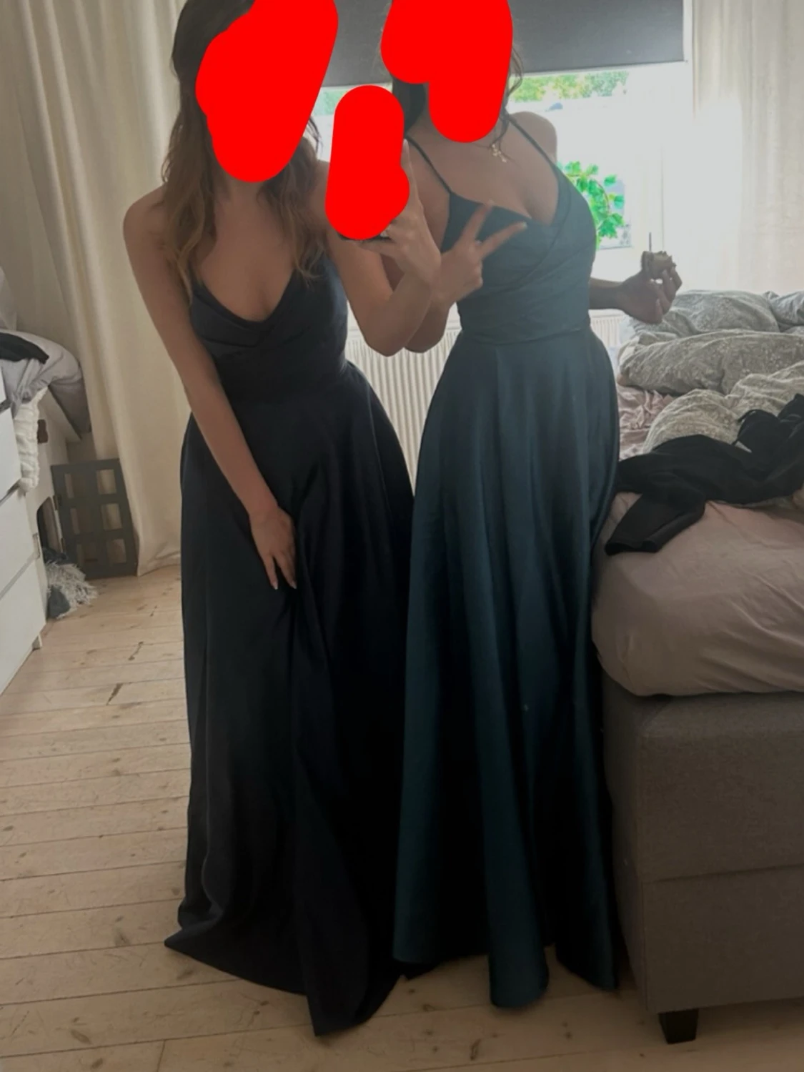 Marinblå långklänning med snörning - 2