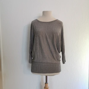  - Finstickad tröja i silver/glitter. Märke: Vila. Storlek: S men kan även användas som M. Skick: mycket fint. Använd endast ett fåtal gånger. Pris: 80 kronor eller bud. Frakt: Betalas av köparen. 