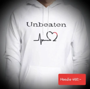 Unbeaten  - Hoodie med egendesignat tryck. Ny ej begagnad. 
