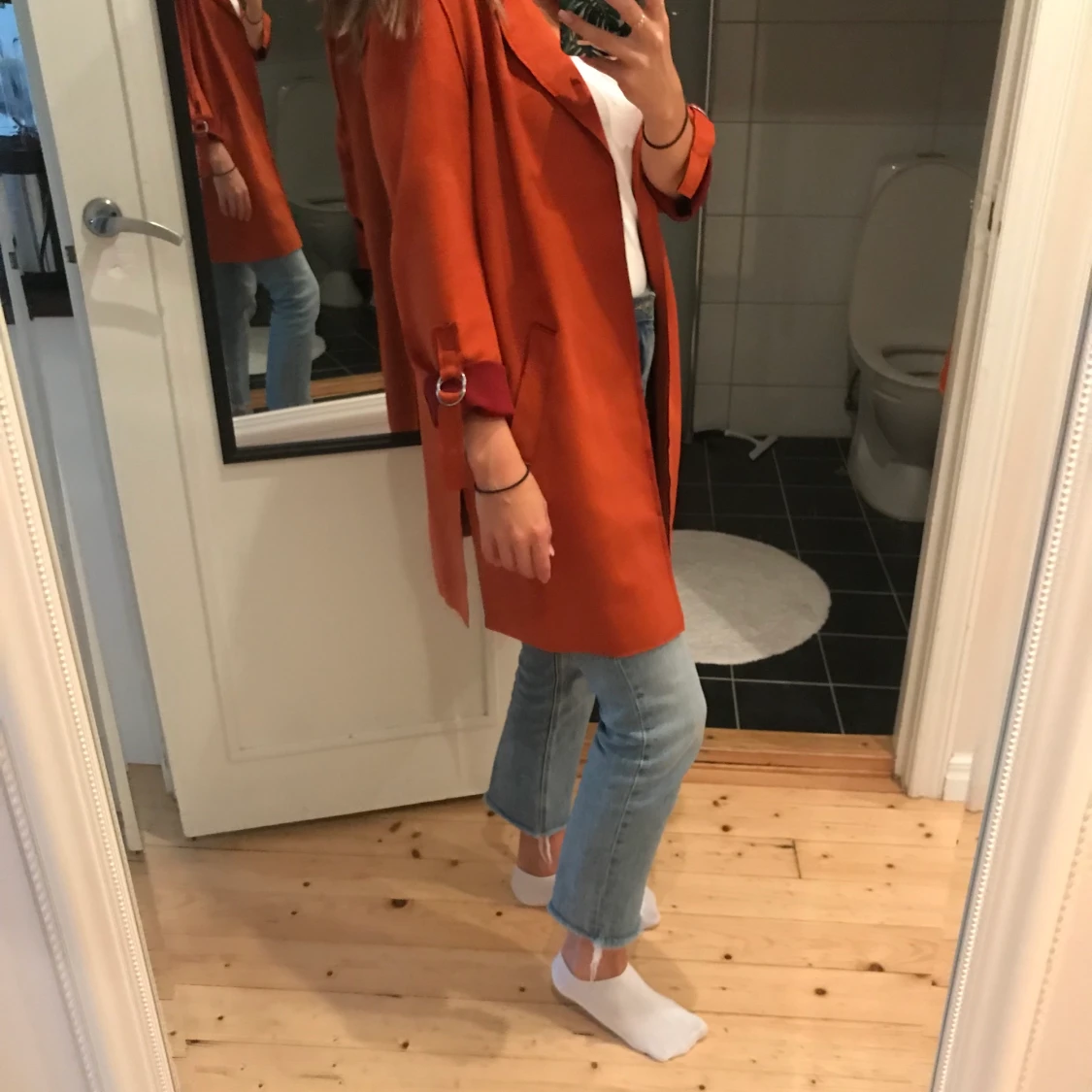 Röd jacka i fake mocka  - 90