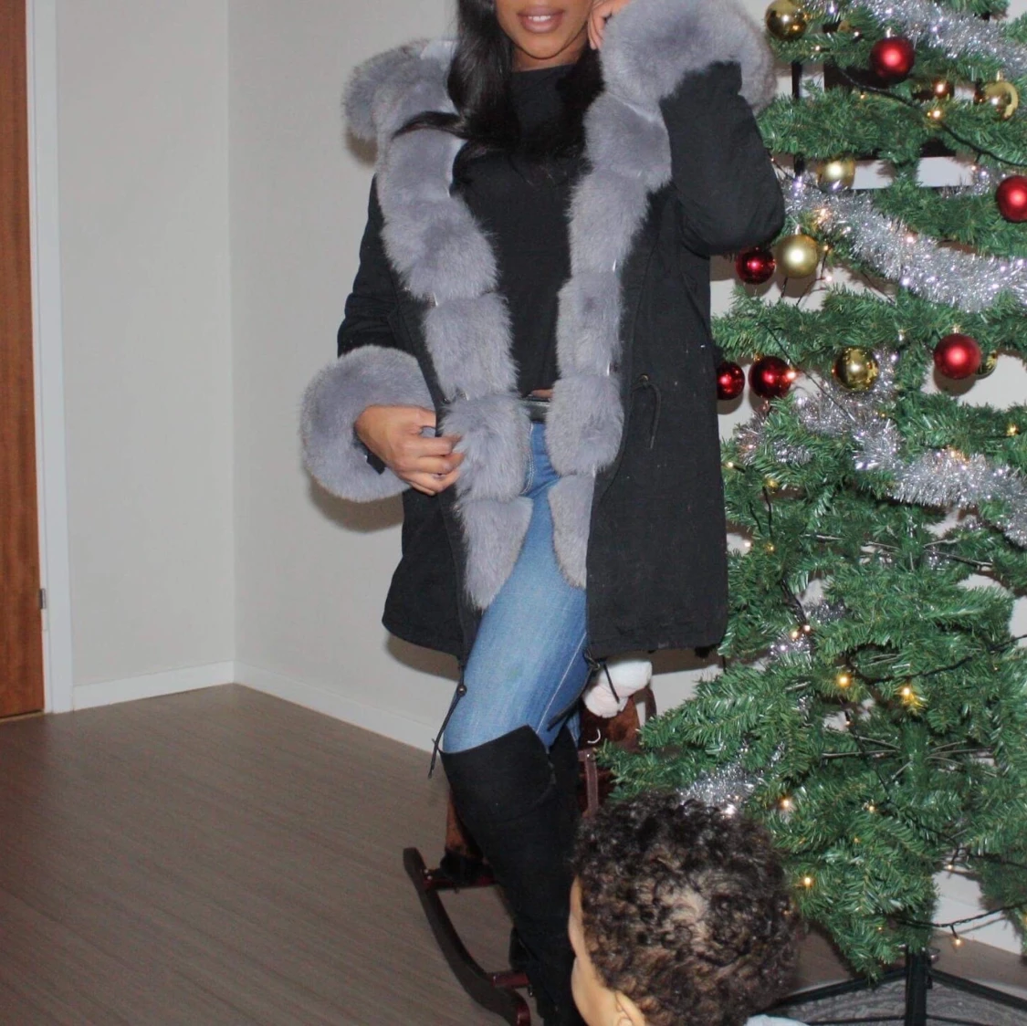 Grå Päls Jacka  - 90