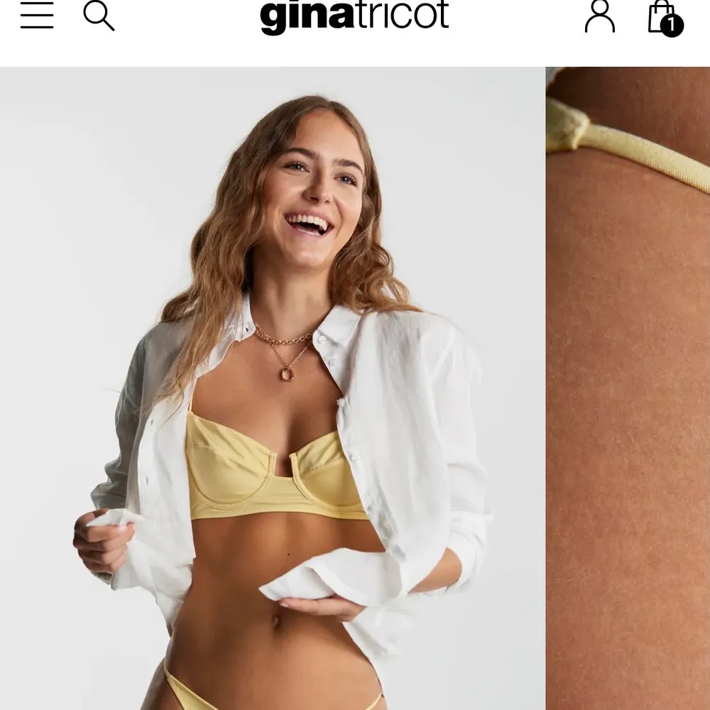 Säljer denna sprillans nya bikini från ginatricot. Endast testad på, fin gul färg. . Övrigt.