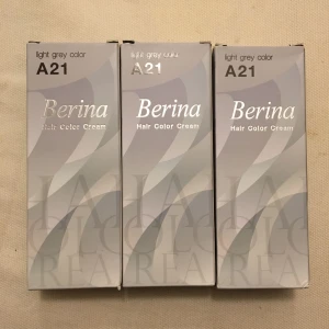  - Berina hair color cream A21, light grey color. Tre paket på 60ml. Köparen står för frakt. 