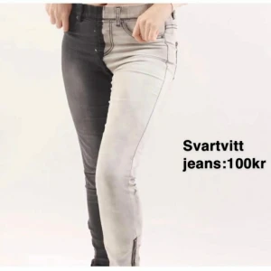 Tvåfärgad jeans  - Hej! Vi är ett UF-företag som designa om gamla och oanvänbara kläder och sälja dem. Du kan betala via swish.