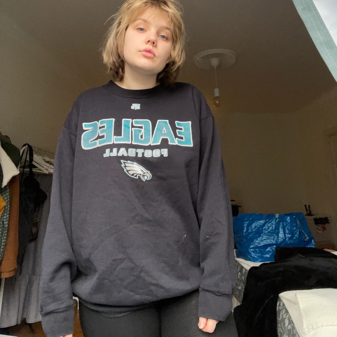 Mörkblå collegesweater - 90