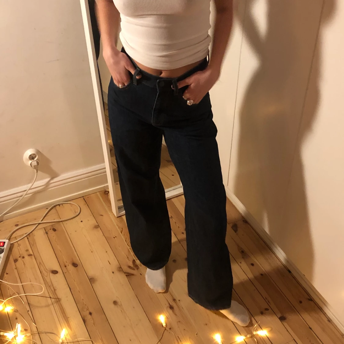 Jeans mörkblå - 90