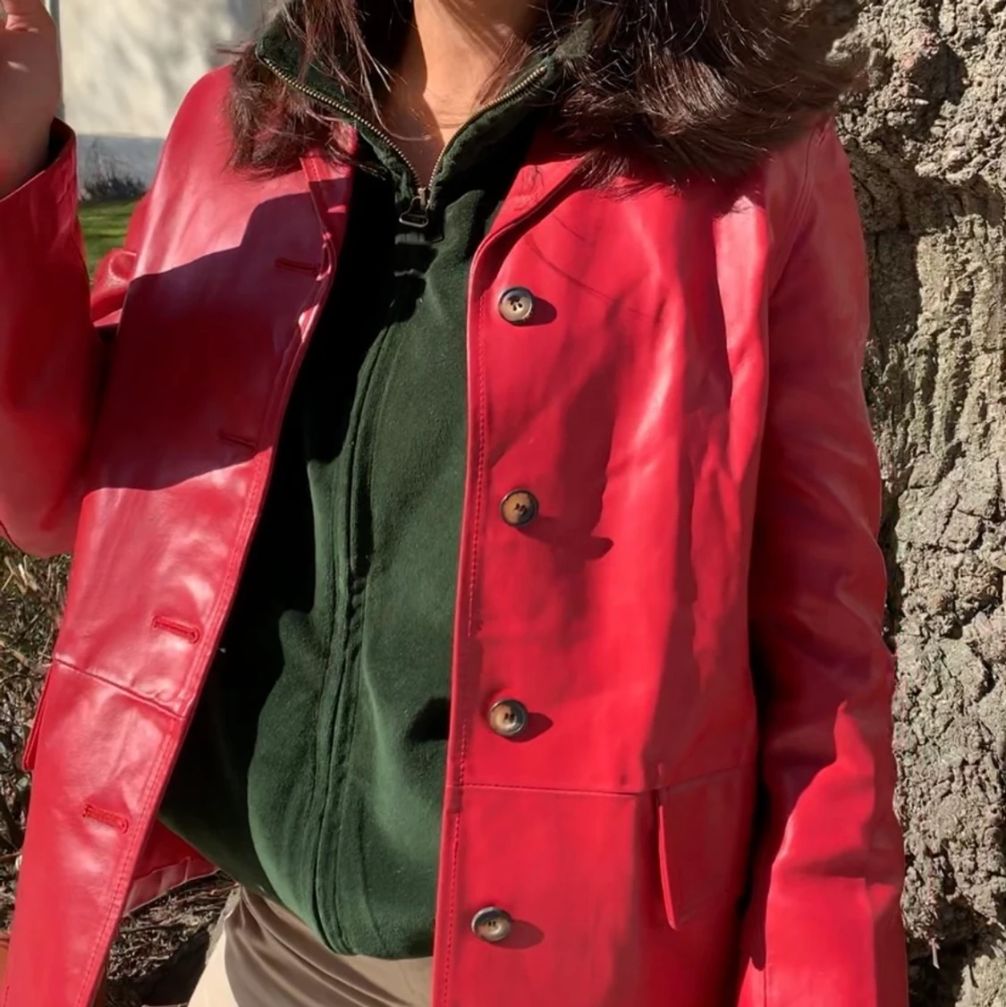 Röd skinnjacka  - 90