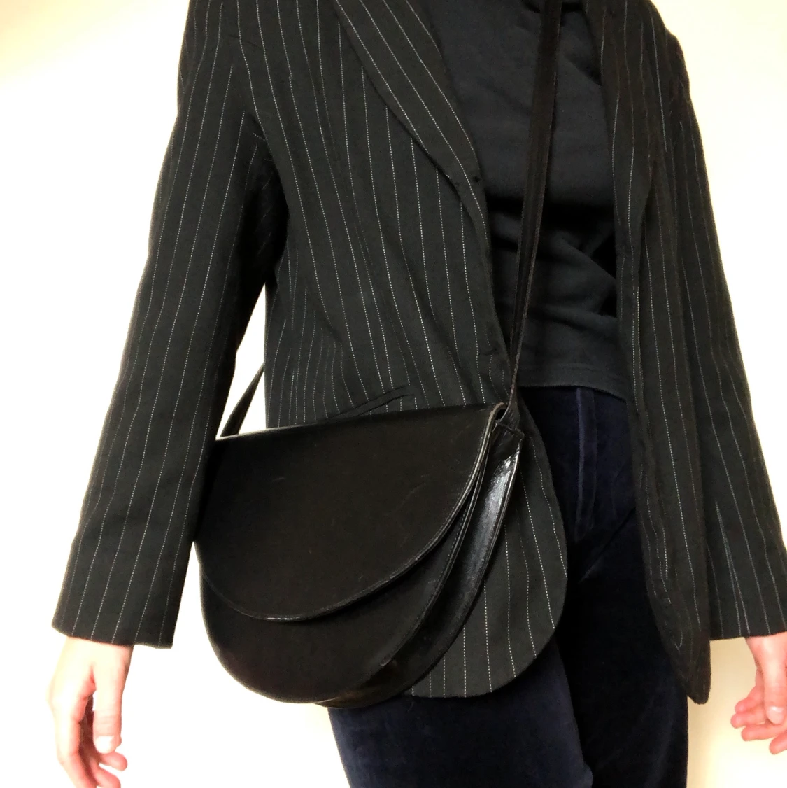 Vintage svart skinnväska