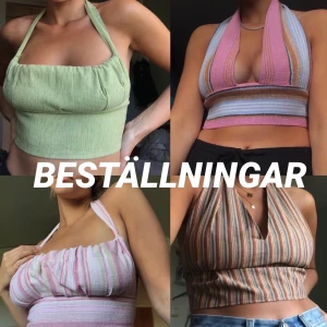 BESTÄLLNINGAR - Tänkte börja ta beställningar igen! Skriv vilken modell du hade velat ha, din bh-storlek och vilket slags tyg/vibe du är ute efter så kan jag sy en helt unik topp till dig🥰🥰 De till vänster kostar 200 och de till höger 250💓 Tygerna på bilderna (förutom den gröna manchestern) är slut men jag kan leta efter liknande❤️ FRI FRAKT :)