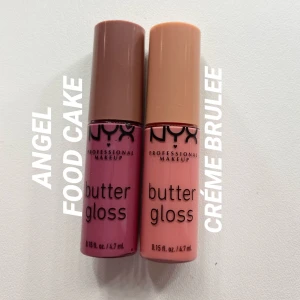OANVÄNT Nyx - Butter Gloss i flera olika färger - Helt oanvänt!! Fick i NYX julkalender, men använder aldrig läppglans så tänkte att någon kan få bättre användning av det än mig! Finns i färgerna ”Angel food cake” och ”Créme brulée”. Nypris i butik 69, säljer för 25kr inkl 11kr frakt. Något mindre förpackning än de i butik. OBS. Créme brulée såld‼️‼️