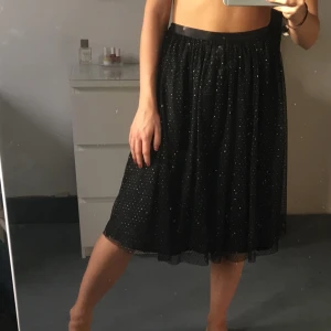  - TYLLKJOL ✨ underbar tyllkjol från Zara med små svarta och guldiga prickar!! Behöver en ägare som kan pull it off!! Jag är 1.65 och kjolen går ca en halv dm nedanför knäna. 