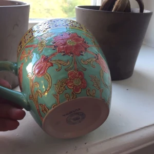  - Stor kopp från Indiska "Tulippa" turkos och korall/rött