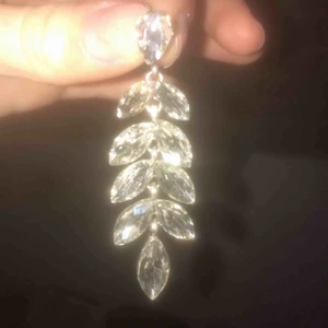  - Silvriga långa örhängen liknande blomblad. Säljer av anledning då jag inte använder de längre. Glänser mycket. Är ej äkta silver.