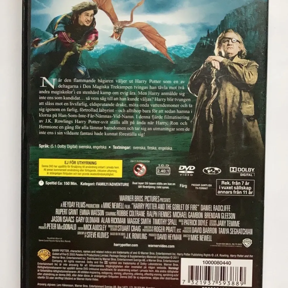 Säljer filmen om Harry Potter och den flammande bägaren! CD’n har inga skadliga repor (kan skicka bilder privat) och fungerar fint i en cd-spelare☺️ Säljer eftersom jag har 2 uppsättningar av filmen!🥰 Filmen är ca 150 min! Gratis frakt❤️. Övrigt.