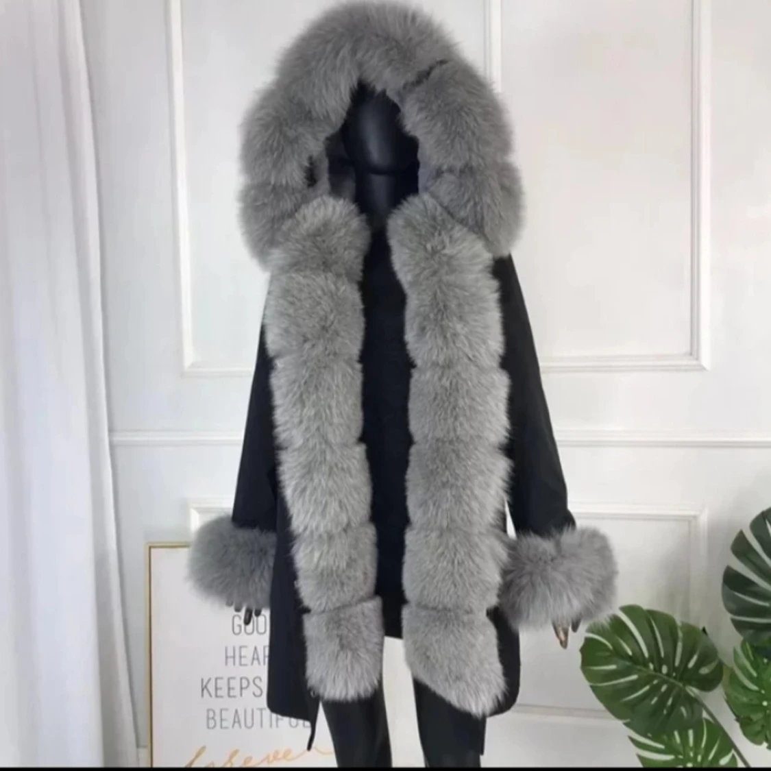 Päls parka av äkta päls ( rabbit fur ) - 90