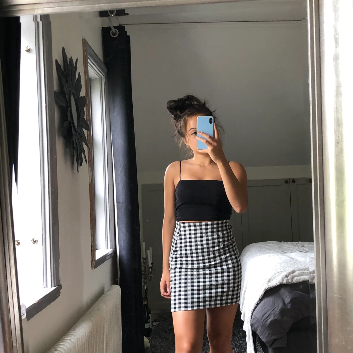 Fin rutig tajt stretchig kjol - 90