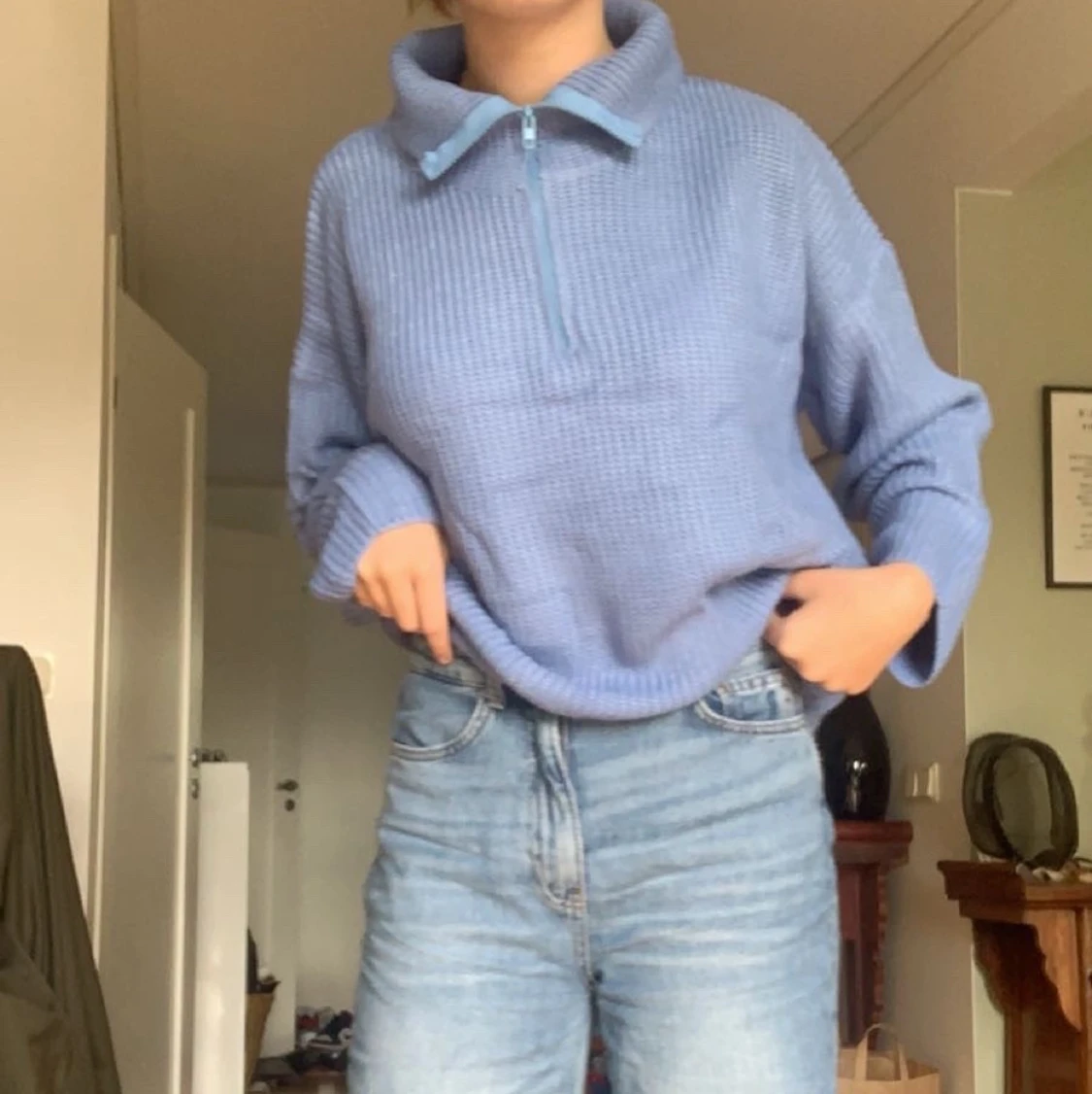 Långärmad tröja med dragkedja - 90