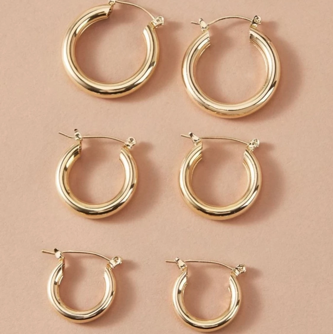 3 pack guldiga örhängen - 90