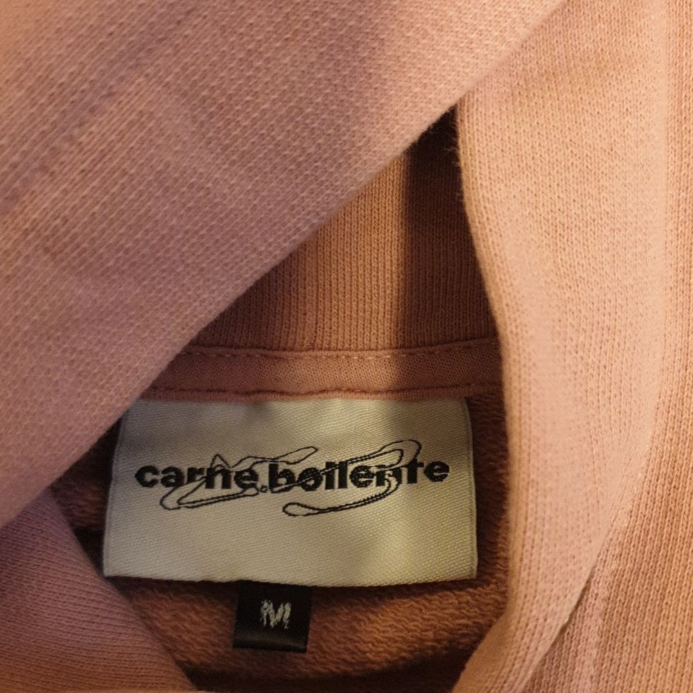 En pastell rosa hoodie med ett spännade tryck. Köpt i början på 2020 från caliroots. Nästan aldrig använd! Betala med swish, köpare står för frakt.. Tröjor & Koftor.