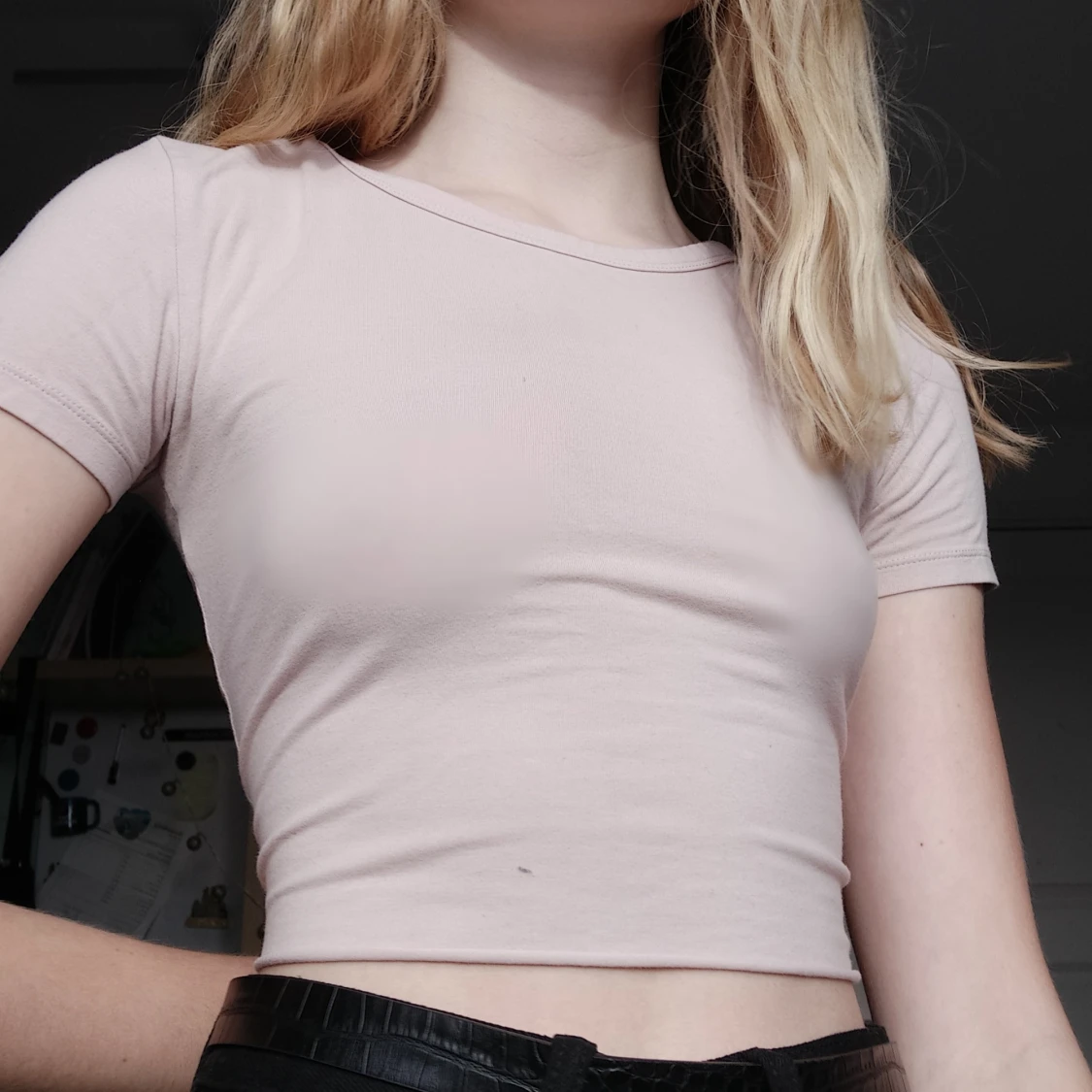 Crop top rosa/beige