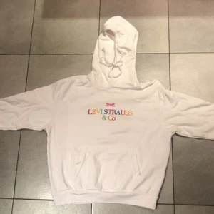 Levis hoodie - Säljer en vit Levis hoodie. I jätte fint skick och andvänd väldigt få gånger. Tröjan är i storlek xxs men den är stor i storleken så egentligen passar den som s. Köpt för 750kr och säljer för 100kr. Pris kan absolut diskuteras