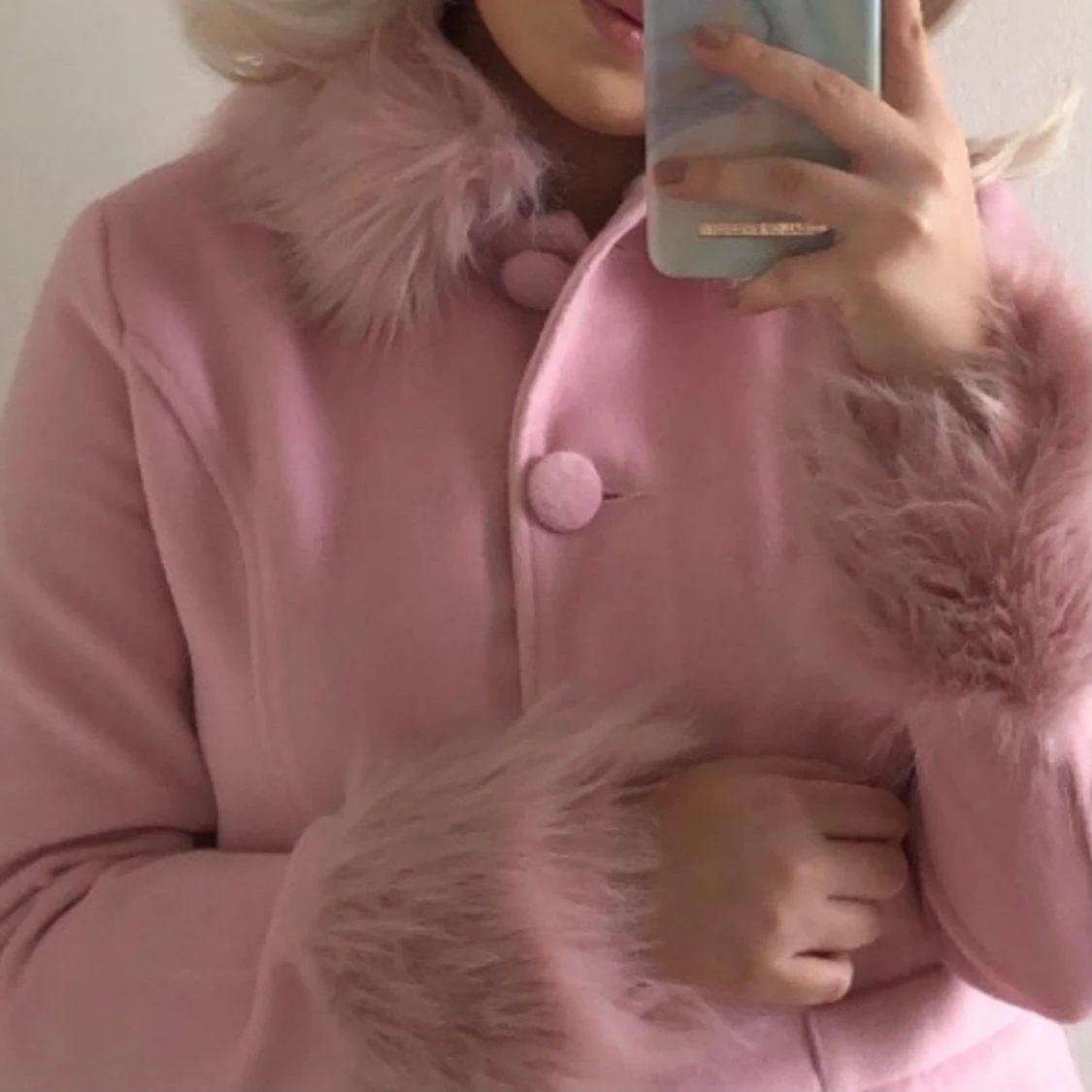 Rosa fluffig jacka  - 91