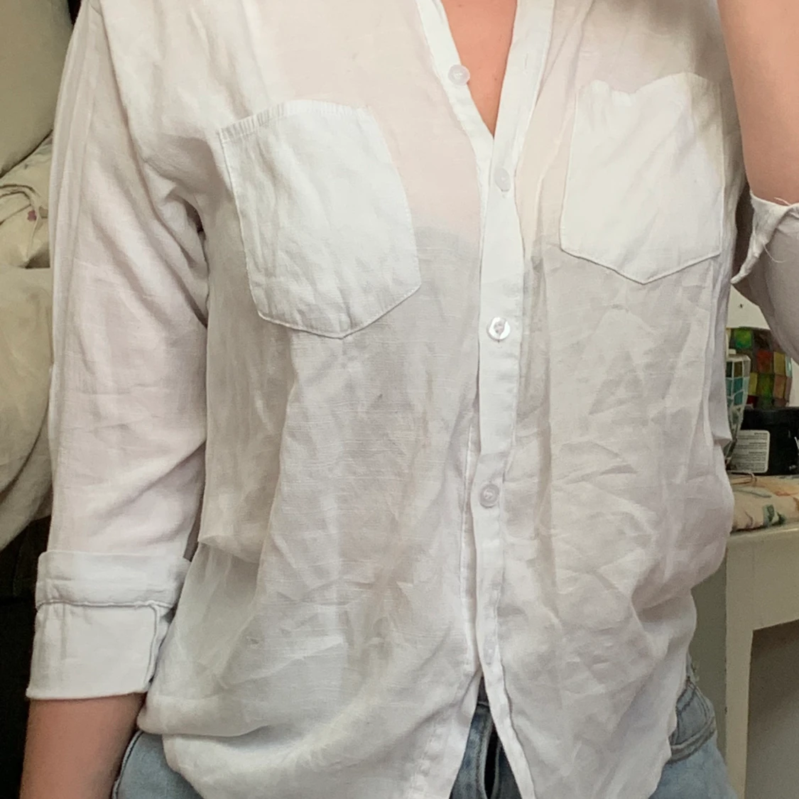 Vit skjorta i linne - 91