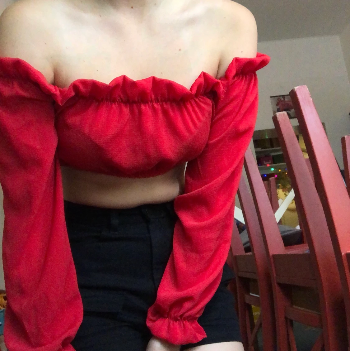 Röd gullig topp  - 90