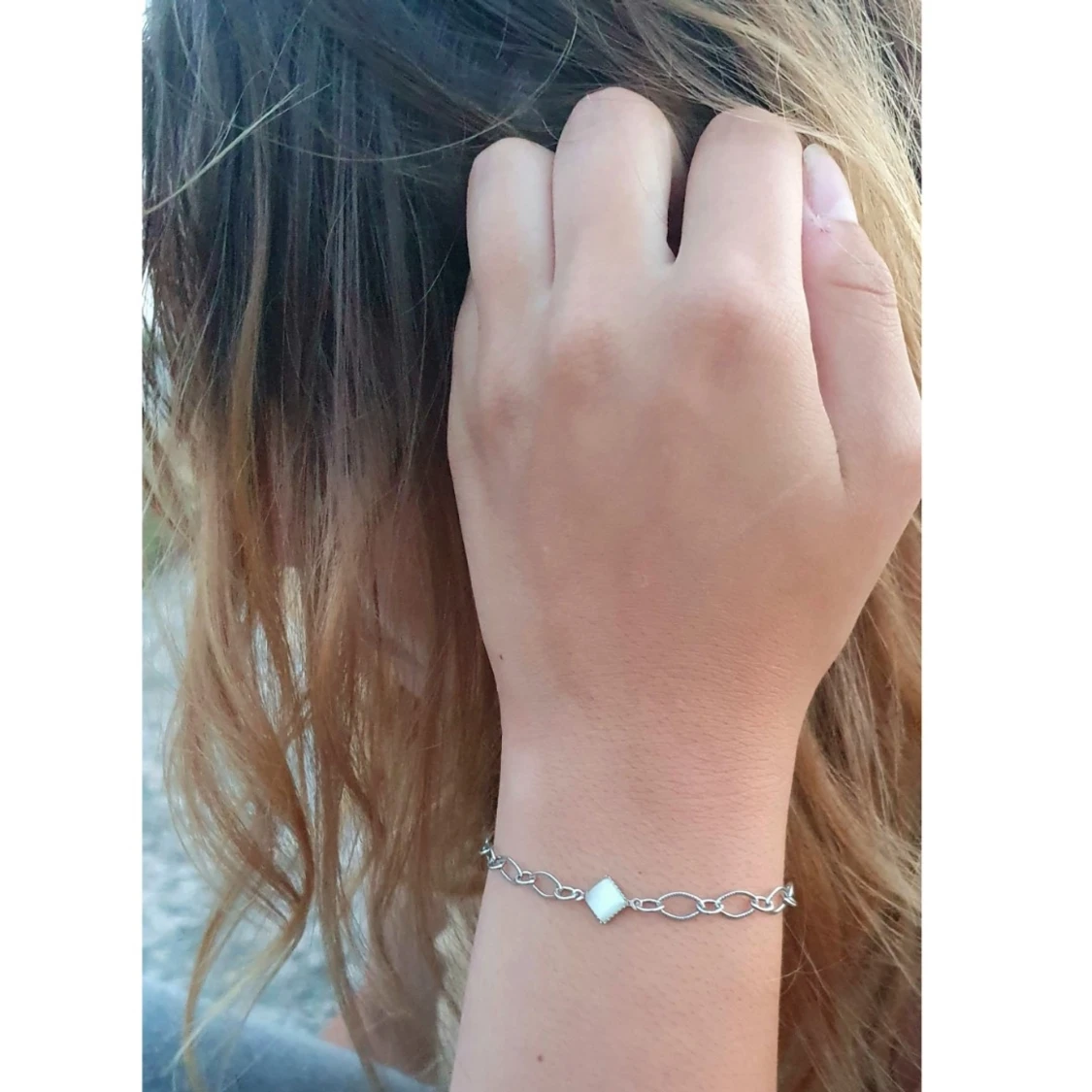 Silvrigt kedje armband - 90