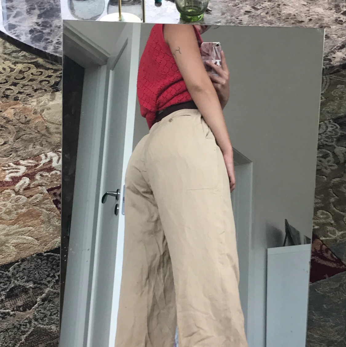 Beiga kostymbyxor  - 90