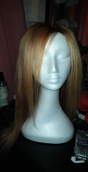 Äkta hår peruk 46 cm  - Säljer min peruk då jag ej använder den köpt för 4300 använd 1 gång lace frontal äkta brasilianskt hår har färgat den ljusare  pris går att diskutera 