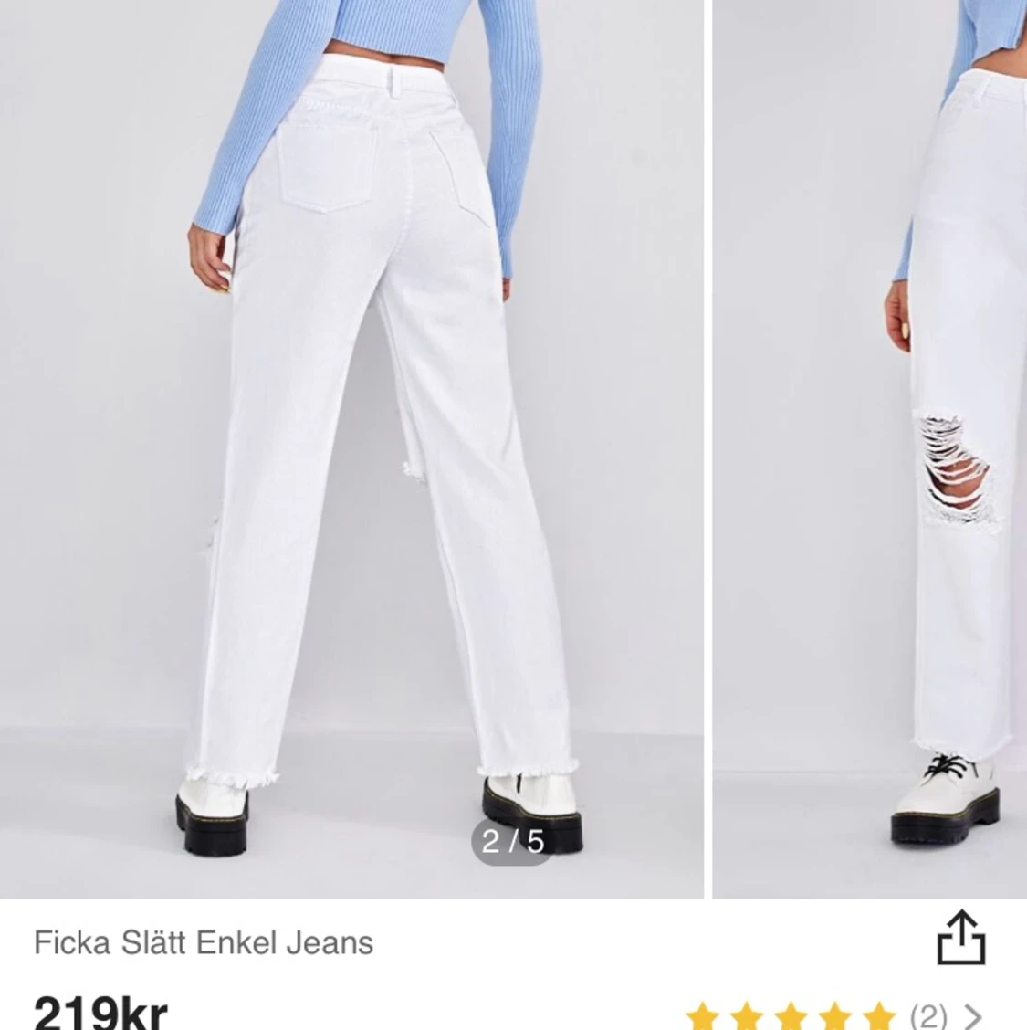 Vita jeans med hål helt oanvända - 90