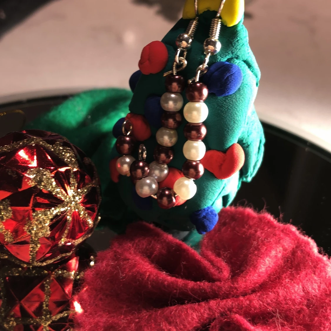 Polkagris örhängen, gjorda av äkta silver - 90