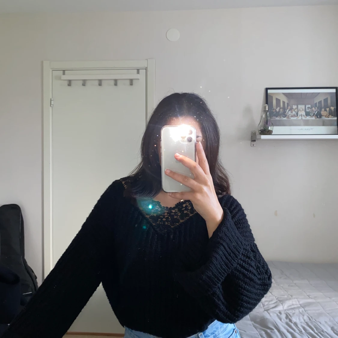 Söt stickad tröja i strl M  - 90