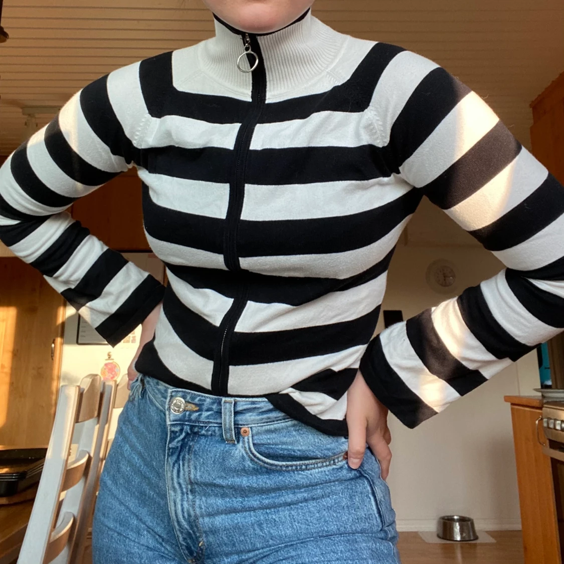 randig zip up topp - 91