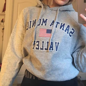  - Grå hoodie från h&m med tryck, nästan aldrig använd och i fint skick!!🤩