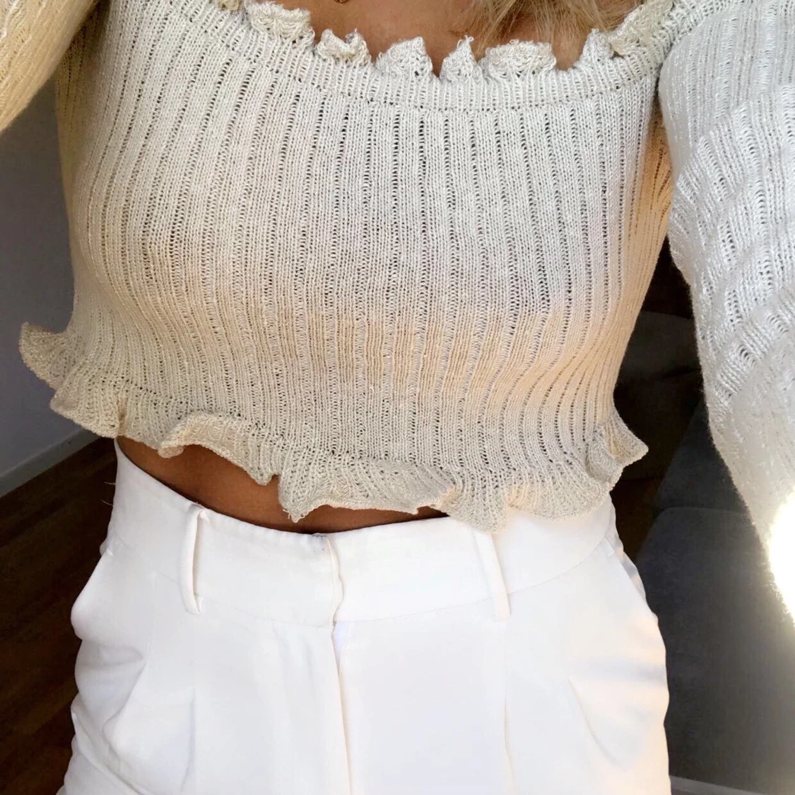 Croppad stickad M - 90