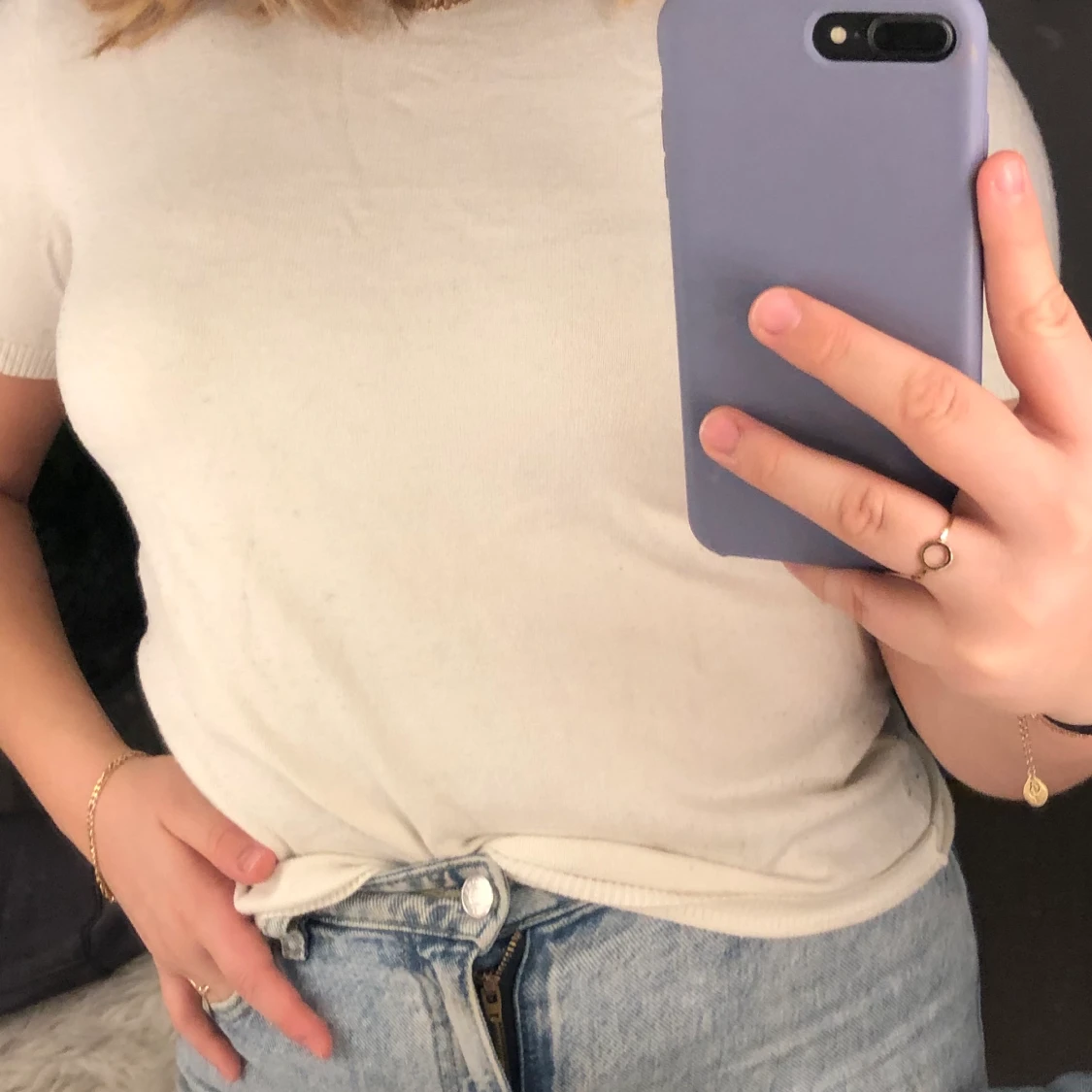 Vit kort turtleneck tröja - 90